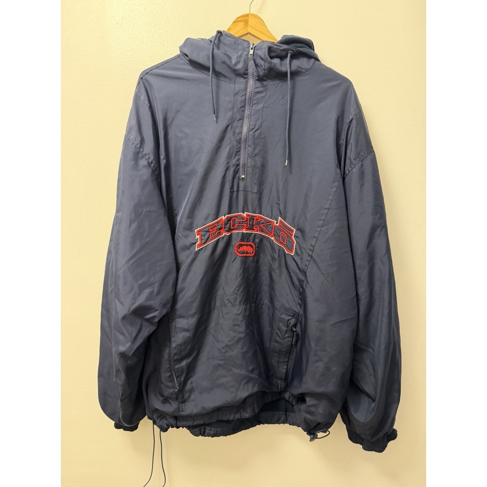 Vintage Ecko UNTLD Blue Zip Windbreaker Sherpa Jacket Men's XL USA Made Y2K 90s